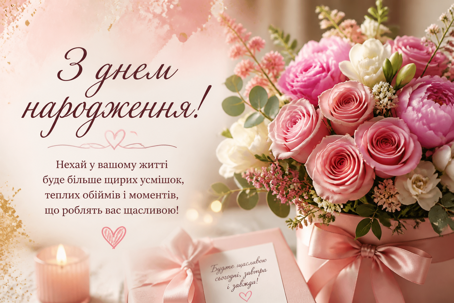 Красиві привітання з днем народження жінці у прозі — иллюстрация к статье «жінці картинки привітання з днем народження»