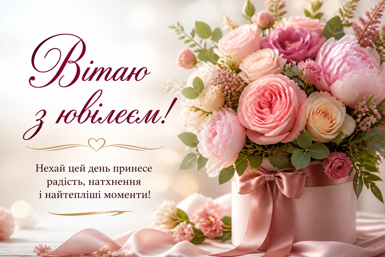 Короткі привітання — для листівки, повідомлення або підпису — иллюстрация к статье «Вітаю з ювілеєм жінці»