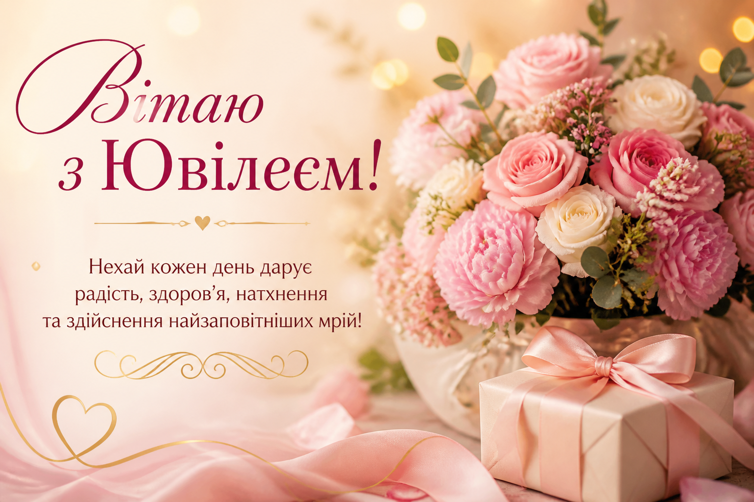 Щирі привітання від душі — для мами, подруги, сестри, коханої — иллюстрация к статье «Вітаю з ювілеєм жінці»