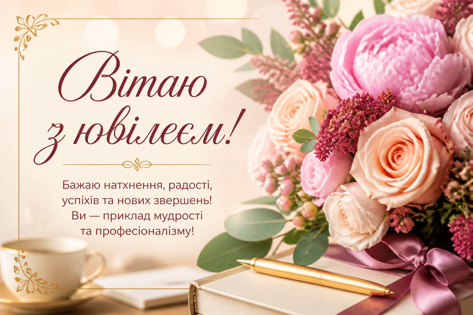 Привітання з ювілеєм колезі або керівниці — иллюстрация к статье «Вітаю з ювілеєм жінці»