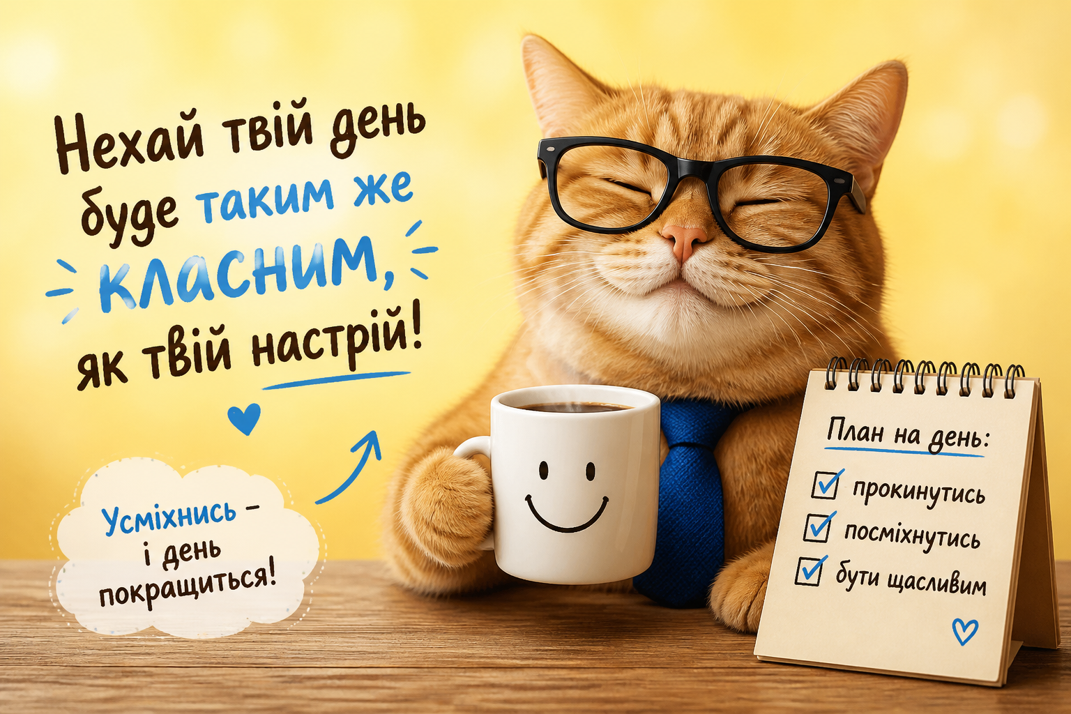 Смішні та жартівливі побажання — иллюстрация к статье «побажання гарного дня»