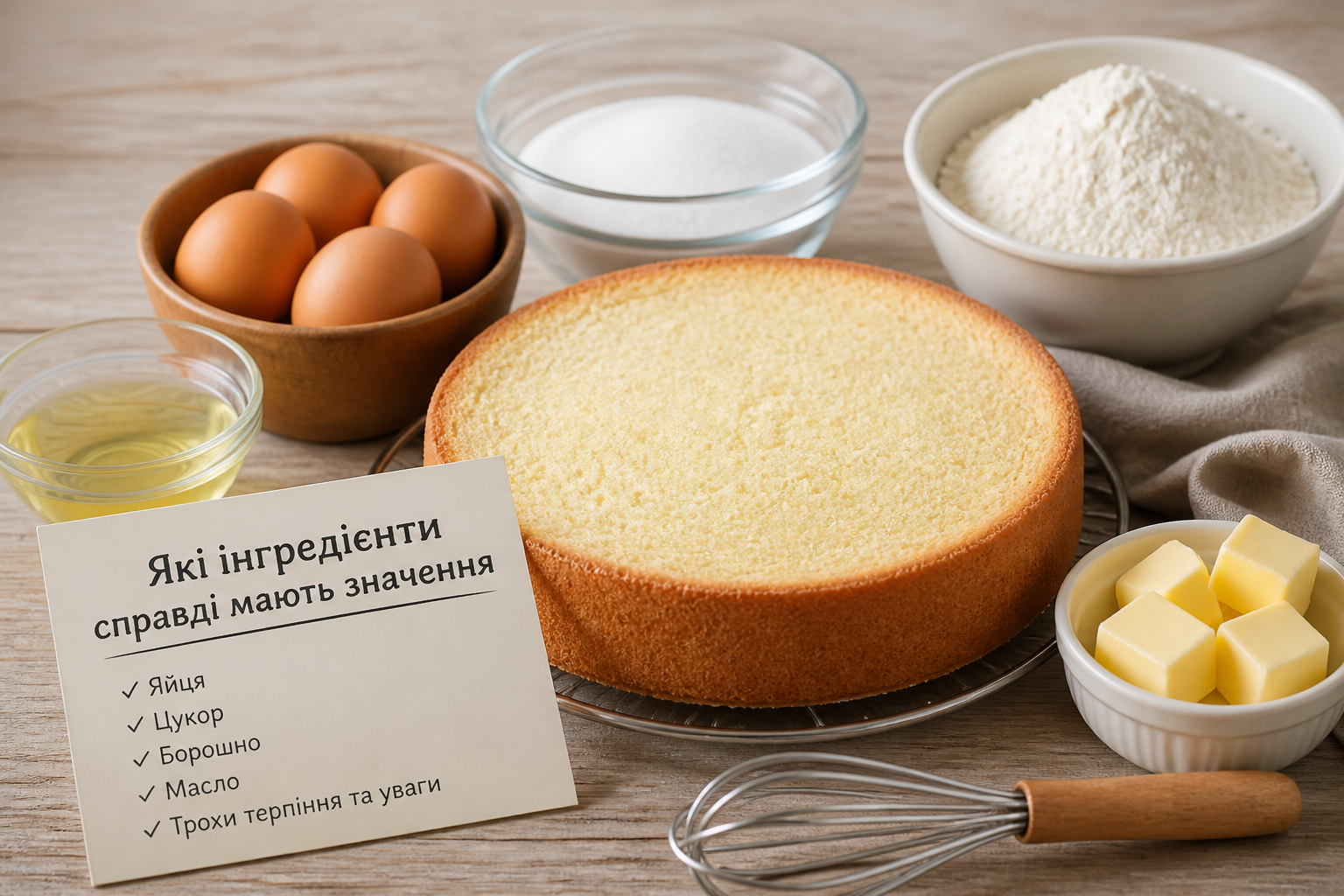 Які інгредієнти справді мають значення — иллюстрация к статье «надійний та перевірений рецепт бісквіту»