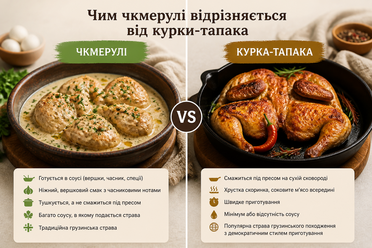 Чим чкмерулі відрізняється від курки-тапака — иллюстрация к статье «чкмерулі що це за страва»