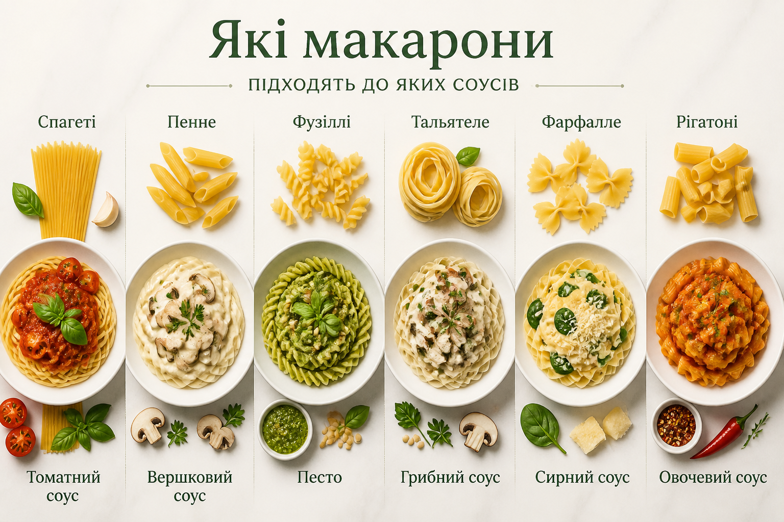 Які макарони підходять до яких соусів — иллюстрация к статье «як смачно приготувати макарони без м'яса»